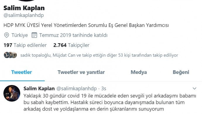 HDP'li Kaplan'ın acı günü: Babası Coronavirus'ten yaşamını yitirdi - Resim : 1