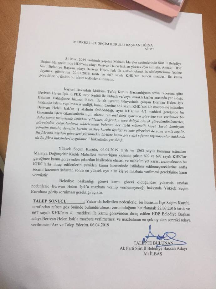 AKP'nin seçimi kaybeden Siirt adayı da mazbata istedi - Resim : 1