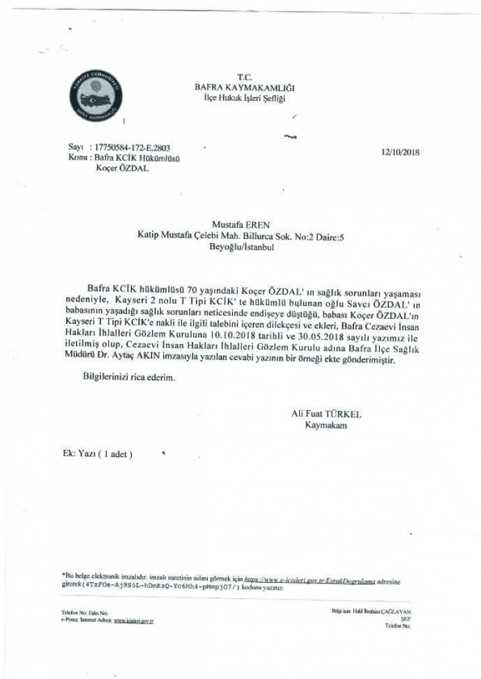 Kaymakam ölen tutuklu için ‘durumu iyi’ dedi - Resim : 1
