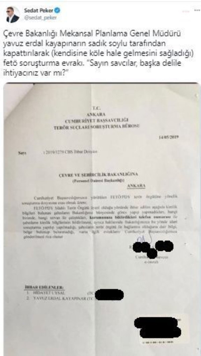 Peker belge paylaştı, Erdoğan görevden aldı - Resim : 2