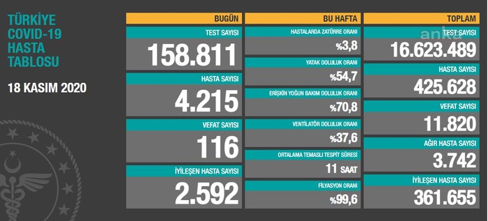 Coronavirus tablosu: Yeni hasta sayısı 4 bini geçti - Resim : 1