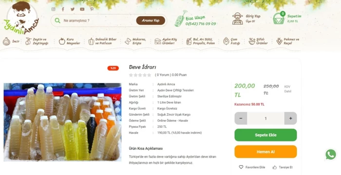'Şifa' umulan deve idrarı internette 200 liradan satışa çıkarıldı - Resim : 1