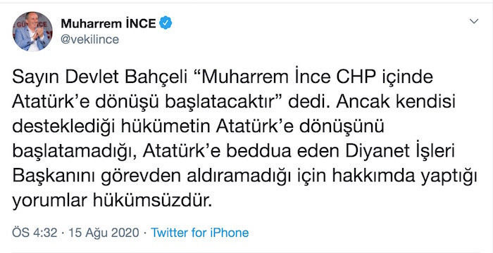İnce'den Bahçeli'ye: Hakkımda yaptığı yorumlar hükümsüzdür - Resim : 1