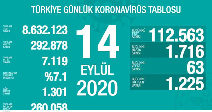 Türkiye'nin Coronavirus tablosu: Yeni vaka sayısı bin 700'ü geçti - Resim : 1