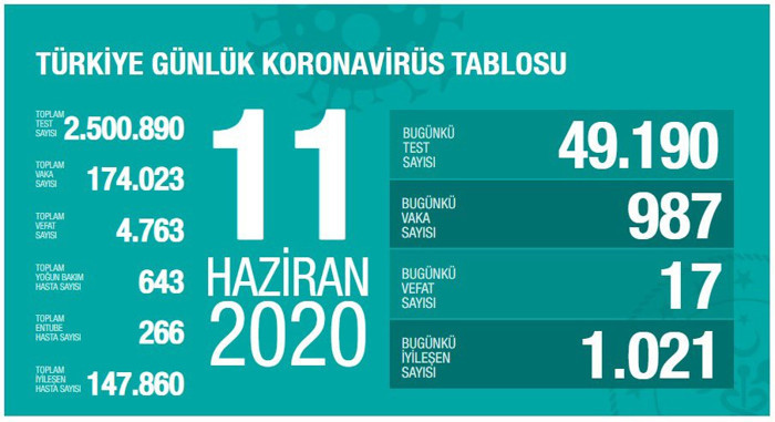 Türkiye'nin Coronavirus tablosu: 49.190 test, 987 pozitif vaka - Resim : 1