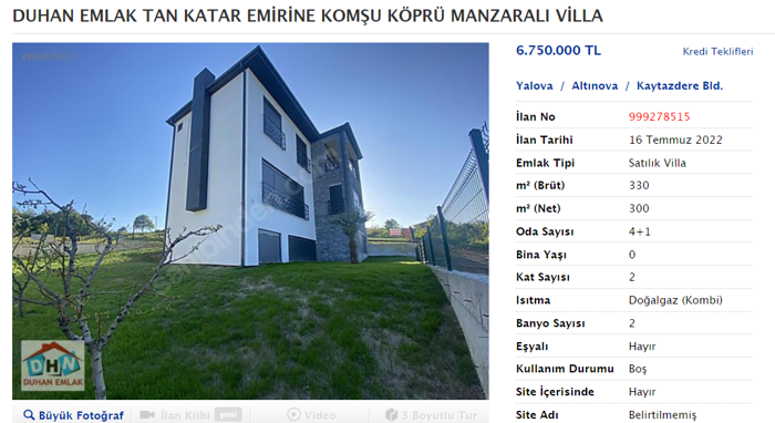 Katar Hanedanı'nın Yalova'daki sarayı tamamlandı, emlak piyasası değişti - Resim : 1