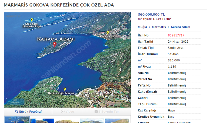 Karaca Adası'nın 'sahibinden' fiyatı Nisan ayında iki katını aştı - Resim : 2