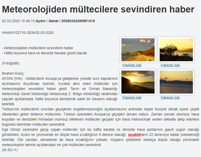 İHA'dan skandal başlık: Meteoroloji'den mültecilere sevindiren haber - Resim : 1