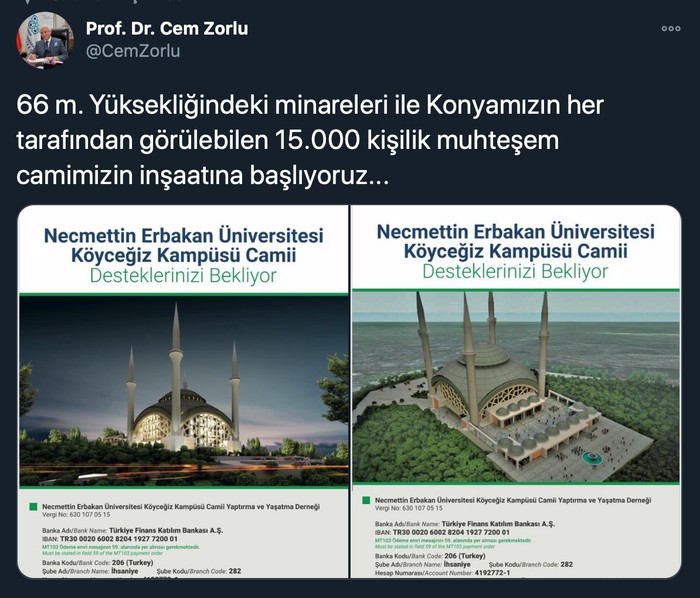 Üniversiteye cami için IBAN paylaştı - Resim : 1