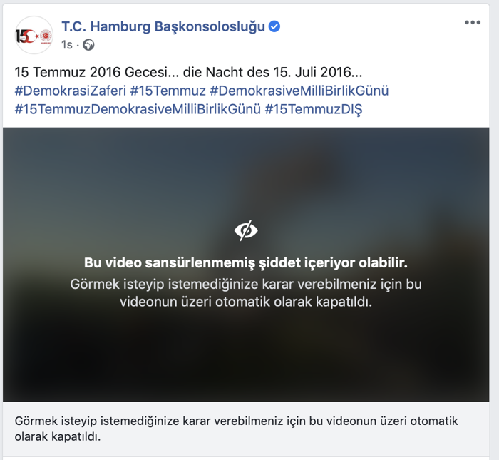 Türkiye başkonsolosluğunun 15 Temmuz videosuna Facebook'tan sansür - Resim : 1