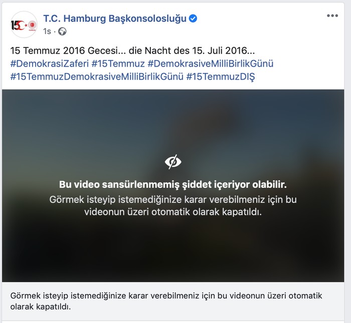 Türkiye başkonsolosluğunun 15 Temmuz videosuna Facebook'tan sansür - Resim : 1