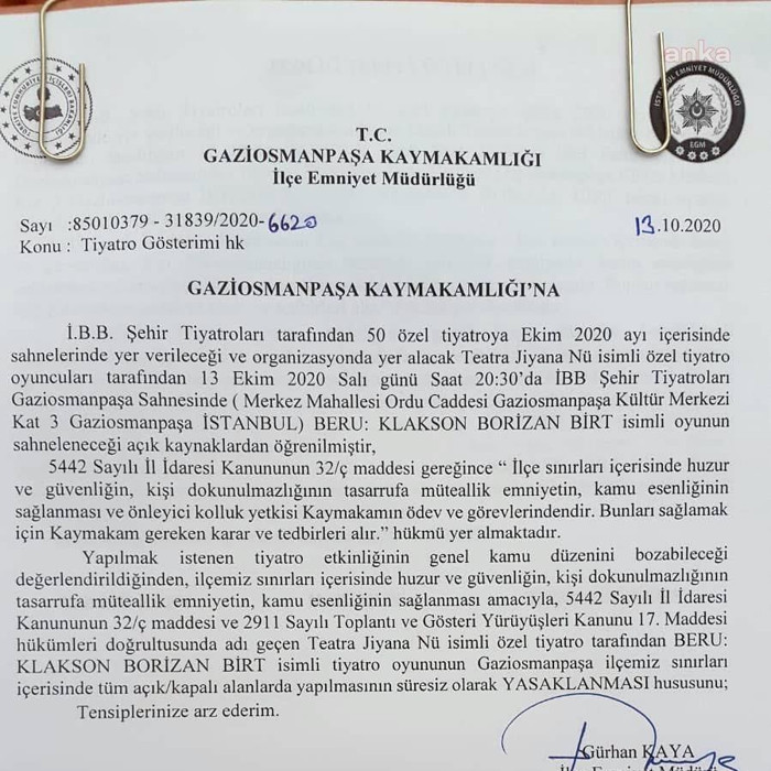 Sahnelenmesine saatler kala Kürtçe oyunun gösterimi yasaklandı - Resim : 1