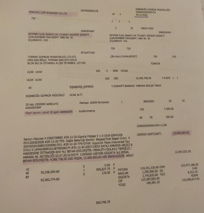 Kılıçdaroğlu’nun açıkladığı 1 milyon doz ücretsiz aşının gümrük belgesi ortaya çıktı - Resim : 1