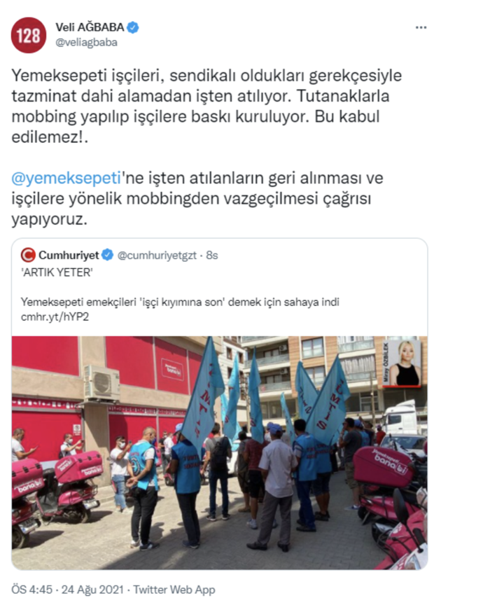 İşten çıkartılan Yemeksepeti işçileri için CHP'den çağrı - Resim : 1
