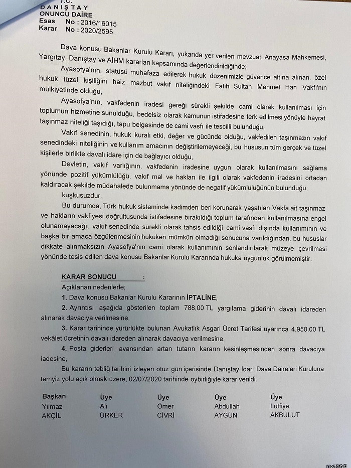 Danıştay'dan Ayasofya için cami kararı - Resim : 1