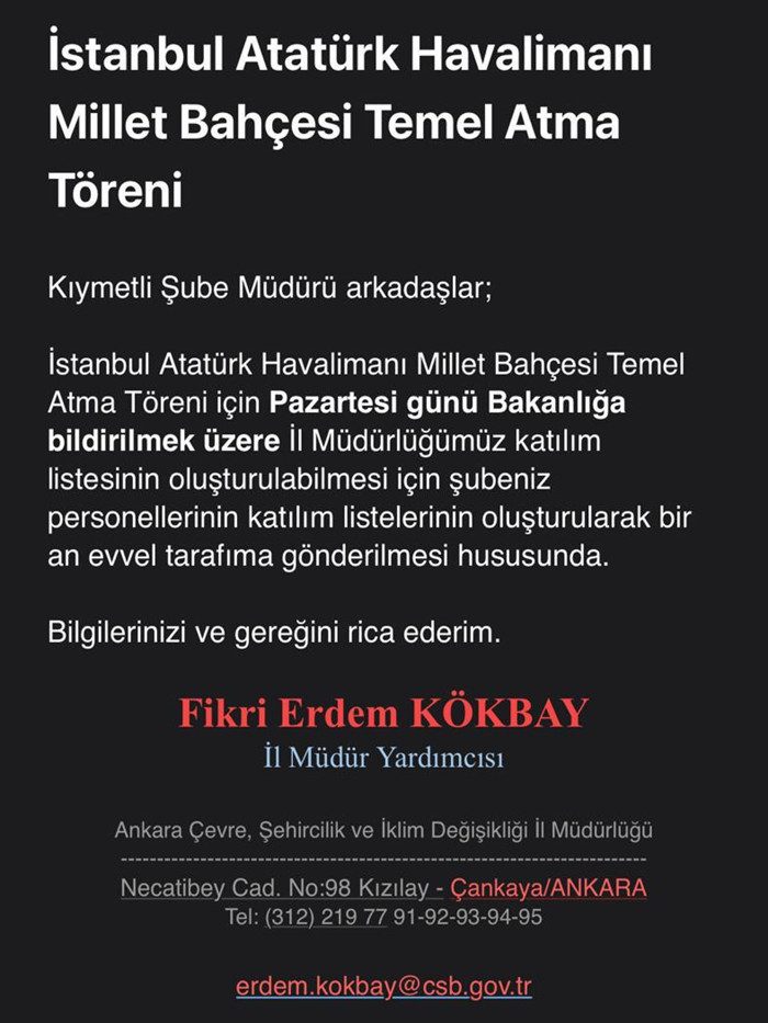 'Atatürk Havalimanı'na yapılacak millet bahçesi açılışına zorla personel taşınıyor' iddiası - Resim : 2