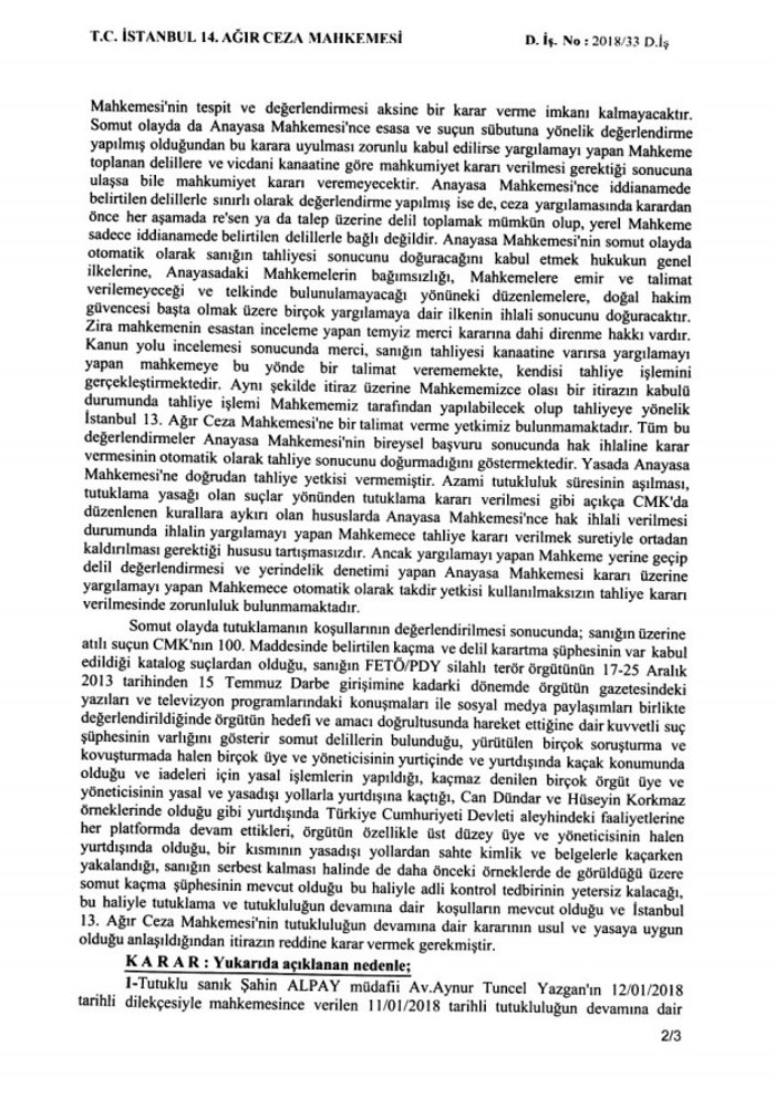 Üst mahkeme Alpay'ın tahliye talebini reddetti: AYM yerindelik denetimi yapamaz - Resim : 2