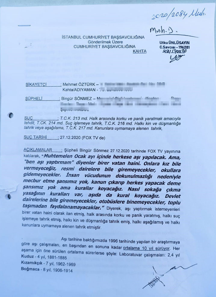 'Aşı olmayan vatan hainidir' diyen Profesör Sönmez'e dava - Resim : 1