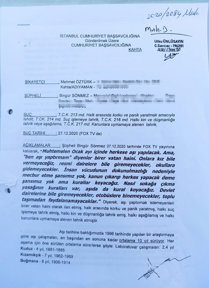 'Aşı olmayan vatan hainidir' diyen Profesör Sönmez'e dava - Resim : 1