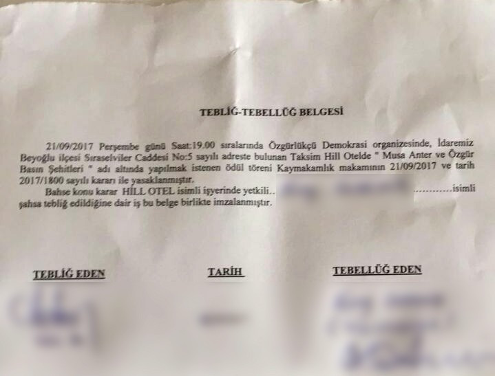 Musa Anter Basın Ödülleri töreni yasaklandı - Resim : 1
