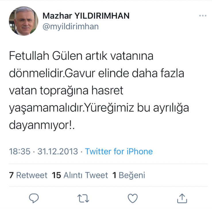 'Bu ne şerefsizliktir' diyen Soylu'nun danışmanının Fettullah Gülen paylaşımı ortaya çıktı - Resim : 1