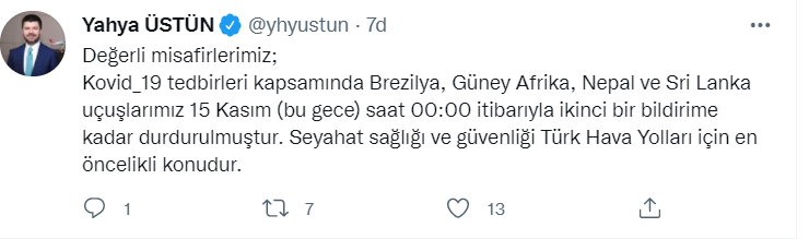 THY, Brezilya, Güney Afrika, Nepal ve Sri Lanka uçuşlarını durdurdu - Resim : 1