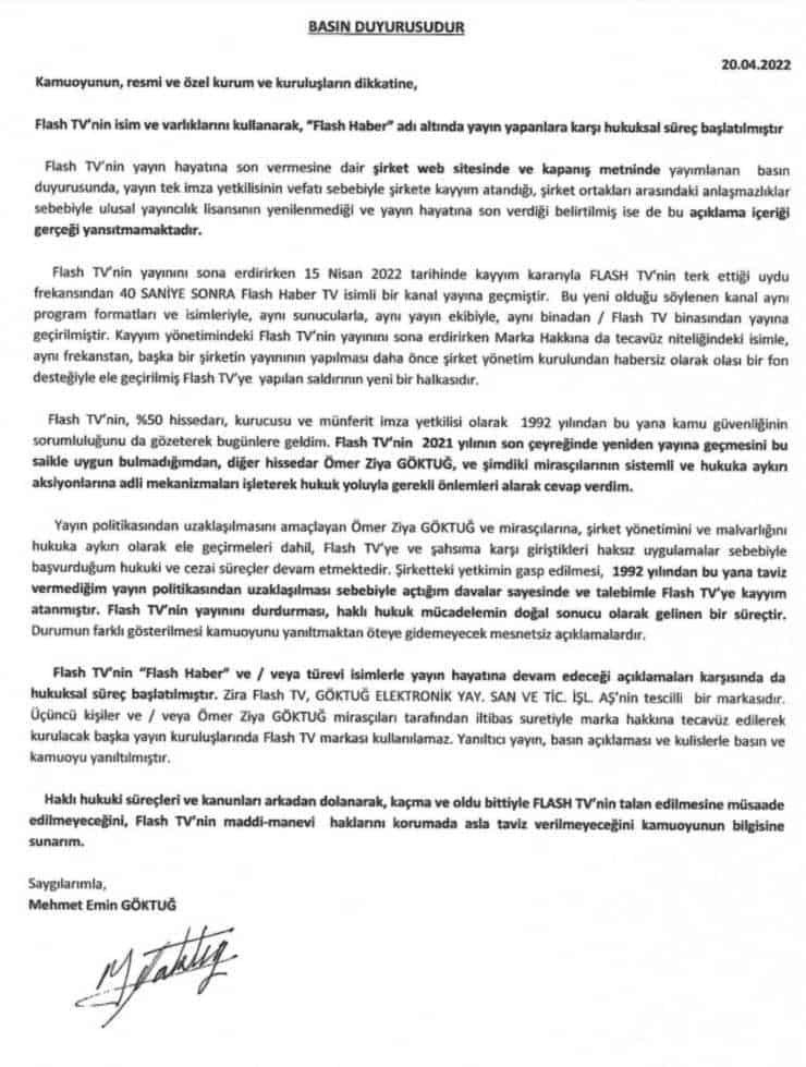 Flash TV’nin ortağı Göktuğ'dan ‘Flash Haber’e itiraz: Hukuki süreç başlatıldı - Resim : 1