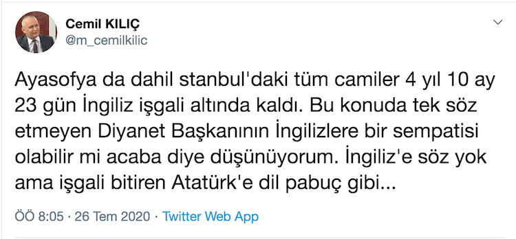 İlahiyatçı Cemil Kılıç: Diyanet Başkanının İngilizlere bir sempatisi olabilir mi acaba - Resim : 1