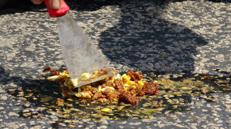 Adana'da asfaltta sucuklu yumurta pişirdi - Resim : 1