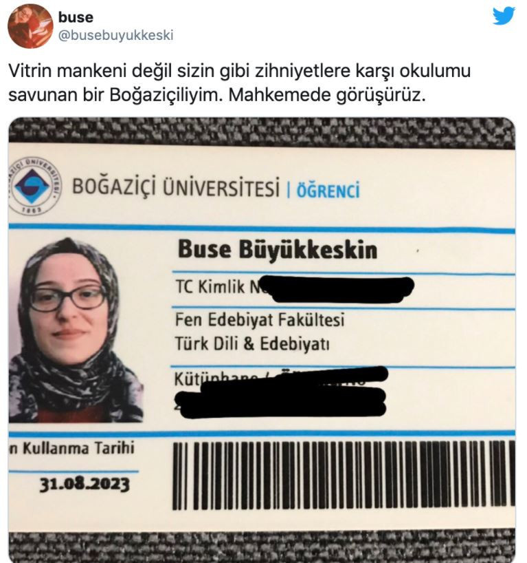 AKP’li Ardıç'ın 'vitrin mankeni' dediği Büyükkeskin, öğrenci kimliğini paylaştı - Resim : 2