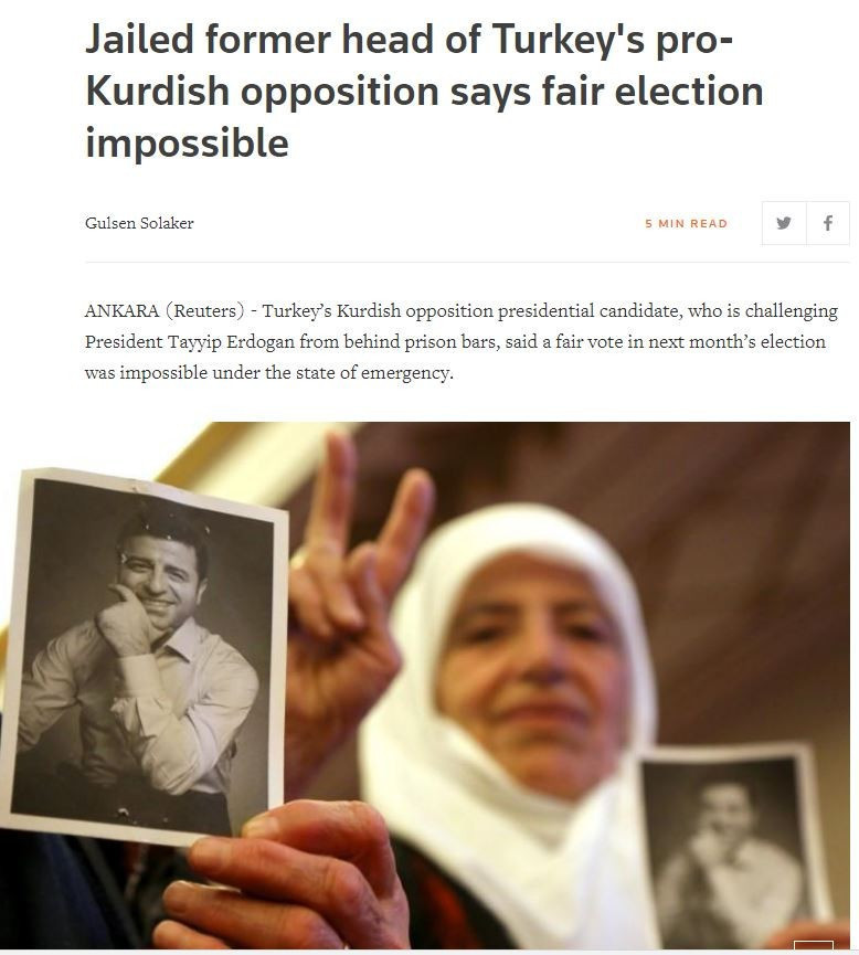 Reuters'a konuşan Demirtaş: Türkiye'de adil seçim imkansız - Resim : 1