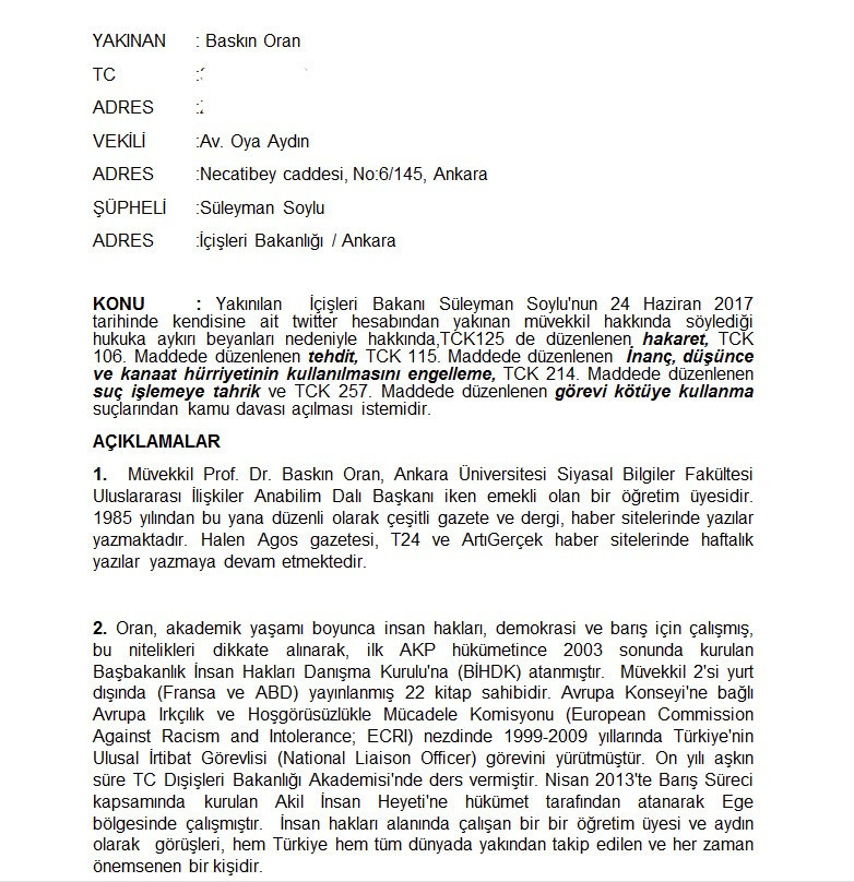 Baskın Oran'dan Süleyman Soylu'ya 2 ayrı dava - Resim : 2