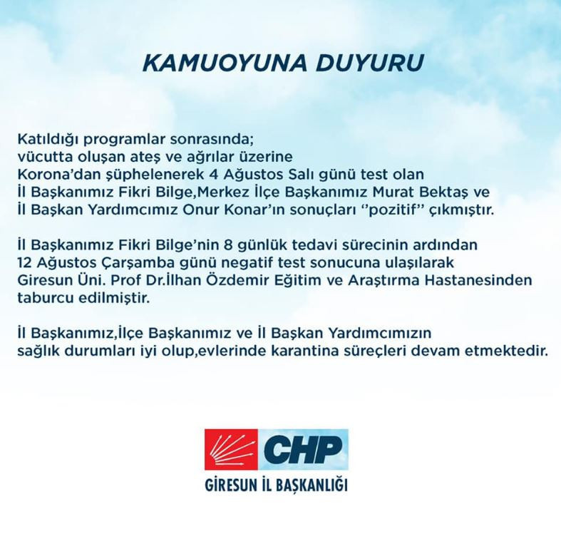 CHP il başkanı, yardımcısı ve ilçe başkanı Coronavirus'e yakalandı - Resim : 1