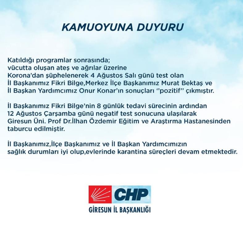 CHP il başkanı, yardımcısı ve ilçe başkanı Coronavirus'e yakalandı - Resim : 1