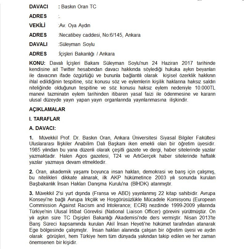 Baskın Oran'dan Süleyman Soylu'ya 2 ayrı dava - Resim : 1