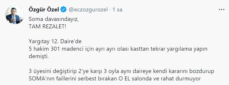 CHP’li Özel'den 'Soma’ tepkisi: Failleri serbest bırakan o el salonda ve rahat durmuyor - Resim : 1