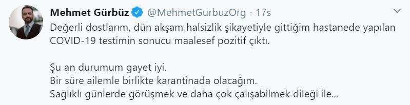 Elbistan Belediye Başkanı Gürbüz'ün Coronavirus testi pozitif çıktı - Resim : 1