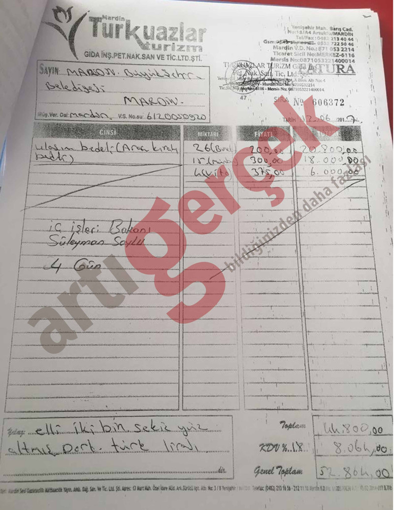 Mardin kayyımının israf faturasından Davutoğlu ile Erdoğan da çıktı - Resim : 1