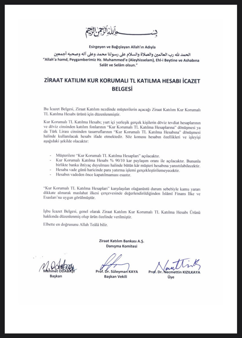 Kamu bankasından kur korumalı TL mevduat için 'icazet belgesi' - Resim : 1