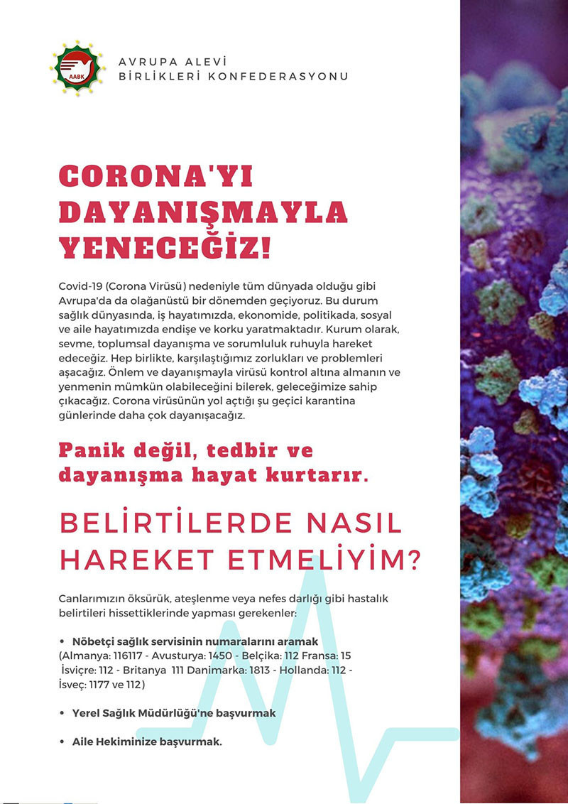 Avrupa Alevi Birlikleri Konfederasyonu: Koronavirüsü dayanışarak yeneceğiz - Resim : 2