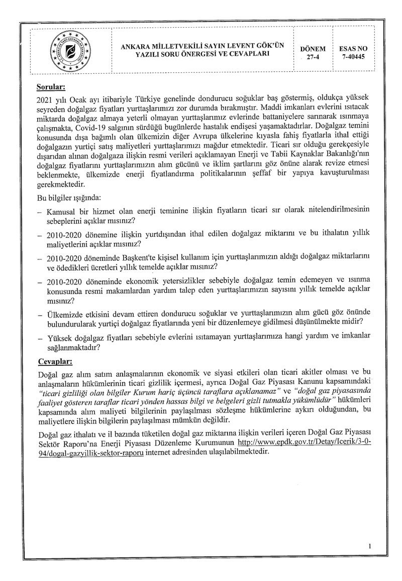 Doğal gaz alım fiyatları 'ticari sır' sayıldı - Resim : 1