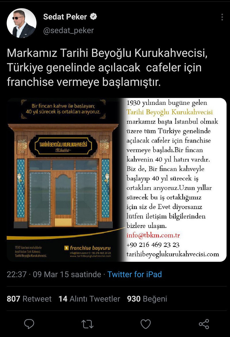 Peker’in ‘benim’ dediği kahveciyle ilgili 6 yıl önce yaptığı paylaşım ortaya çıktı - Resim : 1
