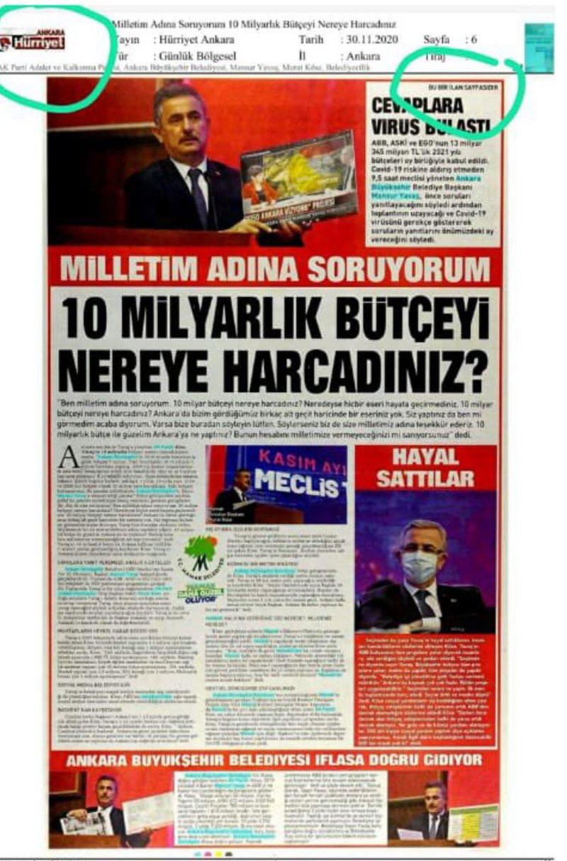 Gazetelere ilan vererek Yavaş’a bütçeyi soran AKP’li başkan, ilanın parasını da belediyeye ödetti - Resim : 4