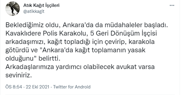 Ankara'da kağıt işçilerine müdahale: 'Burada yasak' - Resim : 1