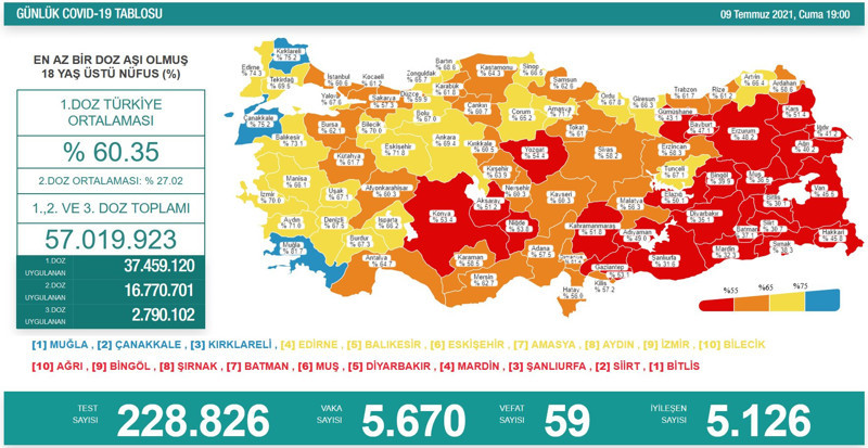 Sağlık Bakanlığı, güncel Covid-19 tablosunu paylaştı - Resim : 1