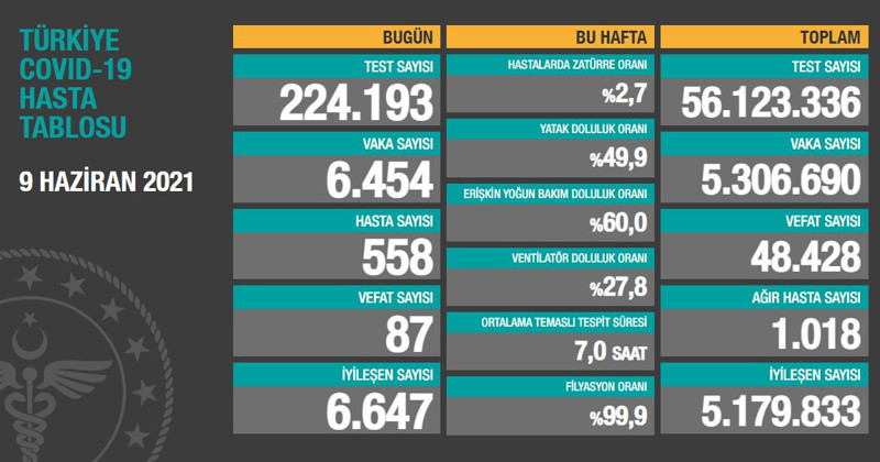 Türkiye'de son 24 saatte 87 kişi Covid-19 nedeniyle hayatını kaybetti - Resim : 1