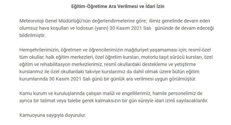 10 ilde fırtına nedeniyle okullara bir gün ara verildi - Resim : 1