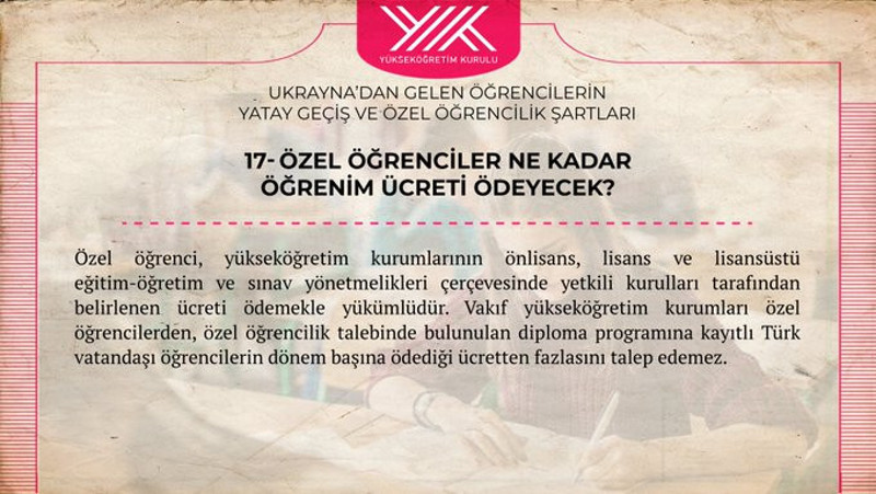 YÖK: Ukrayna'da okuyan Türk öğrenciler 11-15 Nisan'da yatay geçiş başvurusu yapabilir - Resim : 2