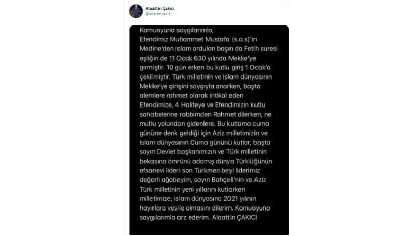 Çakıcı'dan Erdoğan ve Bahçeli'ye kutlama mesajı - Resim : 1