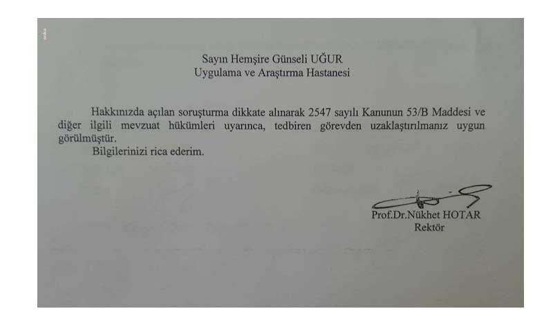 Eski AKP Milletvekili olan Dokuz Eylül Rektörü, iki hemşireyi gerekçesiz işten uzaklaştırdı - Resim : 1